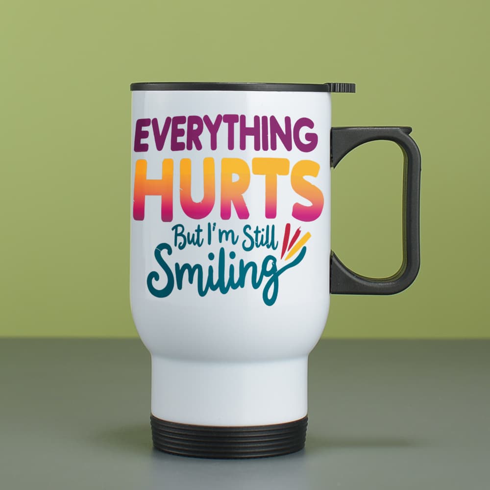 TEMU Everything But I'm Still Smiling 14oz Stainless Steel Travel Mug With Lid Water Cup Coffee Cup Camping Cup Tumbler Gift Father's Day Gift Best Gift For Women Men Mom Dad Girlfriend Gift