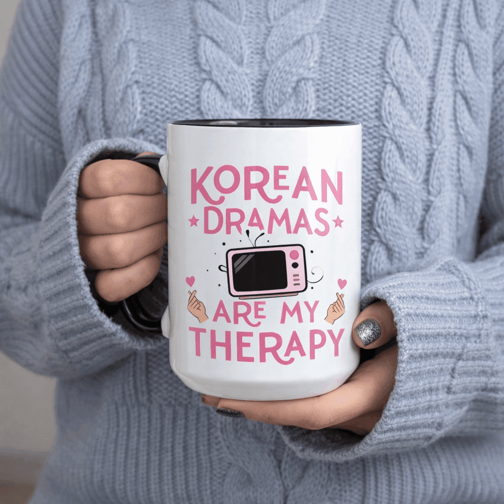 TEMU Korean Dramas Are My Therapy Mug Gift -drama Lovers 11oz Printed Ceramic Mug Cup Design Ceramic Coffee Cup Reusable Dishwasher Safe Black Handle Gradient Photographers Birthdays Handles Print