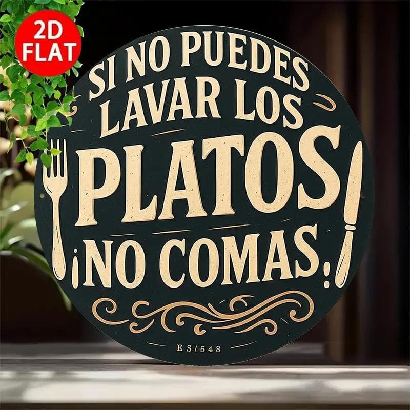 TEMU 2d Flat - 1pc Rustic Kitchen Utensils With Spanish Text Sign | Durable Iron Metal Sign, Nautical Decor, Wall Hanging, Ideal For Kitchen, Dining Room, Bar, Cafe, Garage Decor