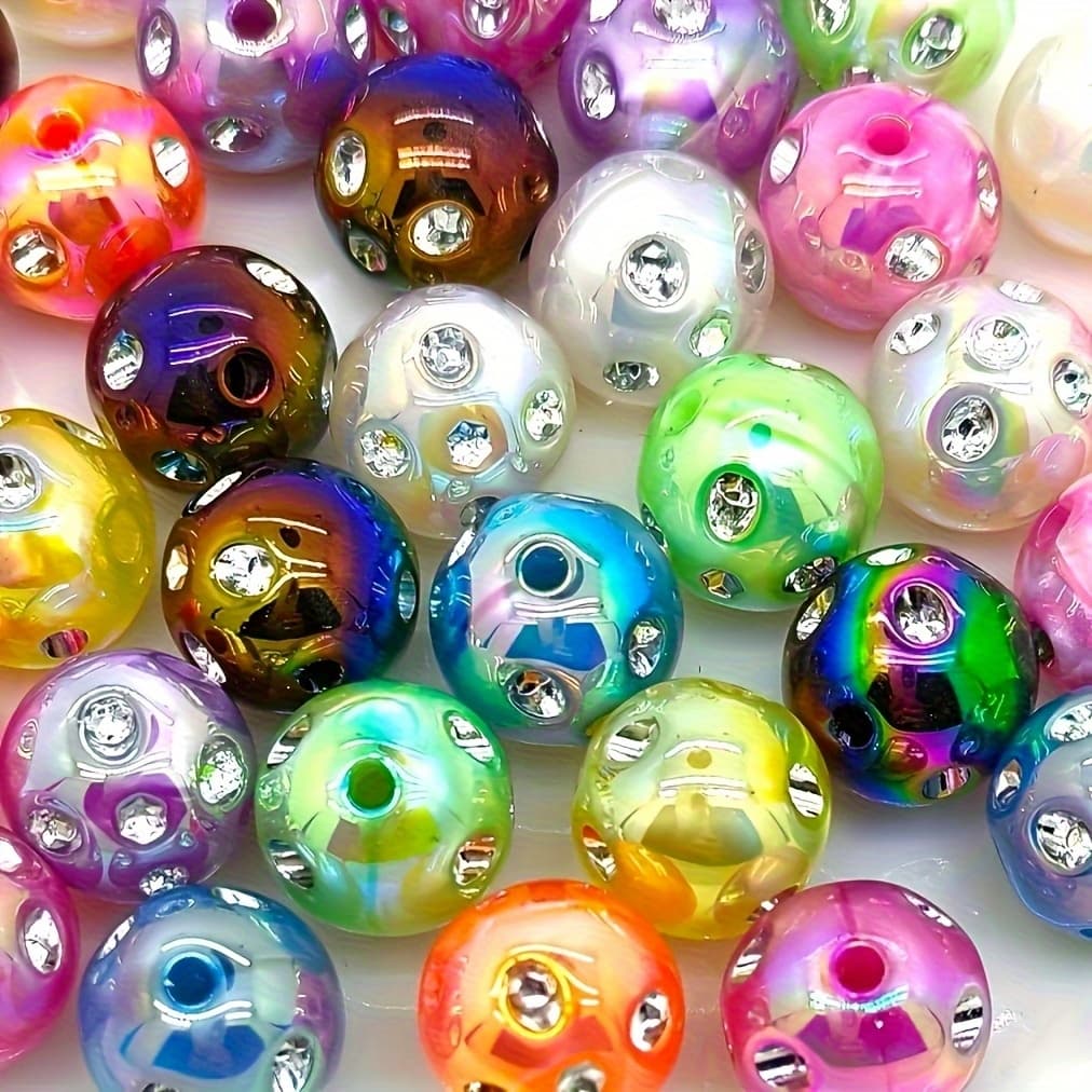 TEMU 60 16mm Colored Synthetic Crystal Beads-rainbow Shiny Round Beads, Suitable For Jewelry, Bracelets, Necklaces And Pen Bead Craft Projects, Beads For Jewelry Making