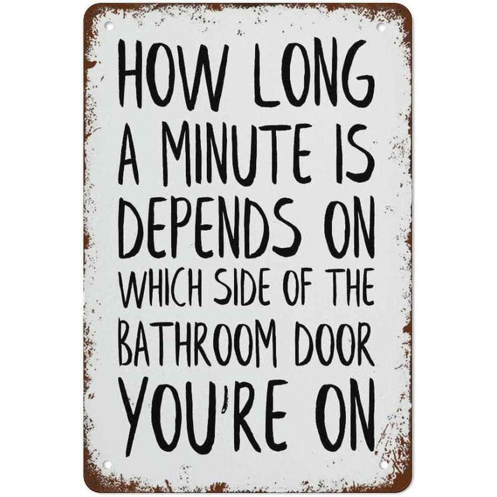 TEMU 2d Flat - 1pc Wall Hanging Iron Plaque | Funny Bathroom Joke Text Perfect For Room Decor, Room Decor Metal Sign Perfect For Home Or Garden Decor Iron Decorative Painting