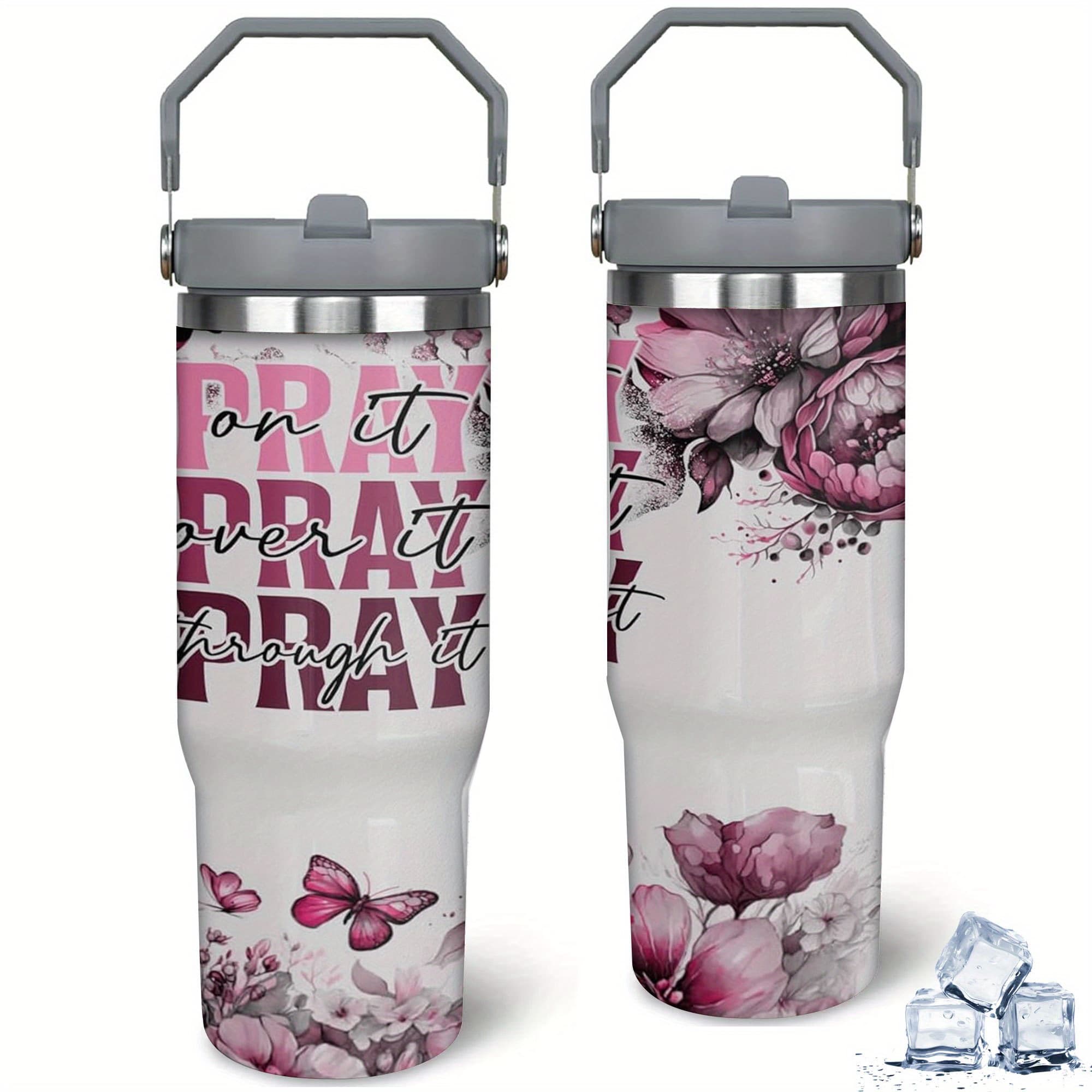 TEMU 30oz Stainless Steel Tumbler With Handle, Inspirational Christian Faith Travel Mug, Quote & , For Women, , Friendship Gift | Quote Mug | Steel