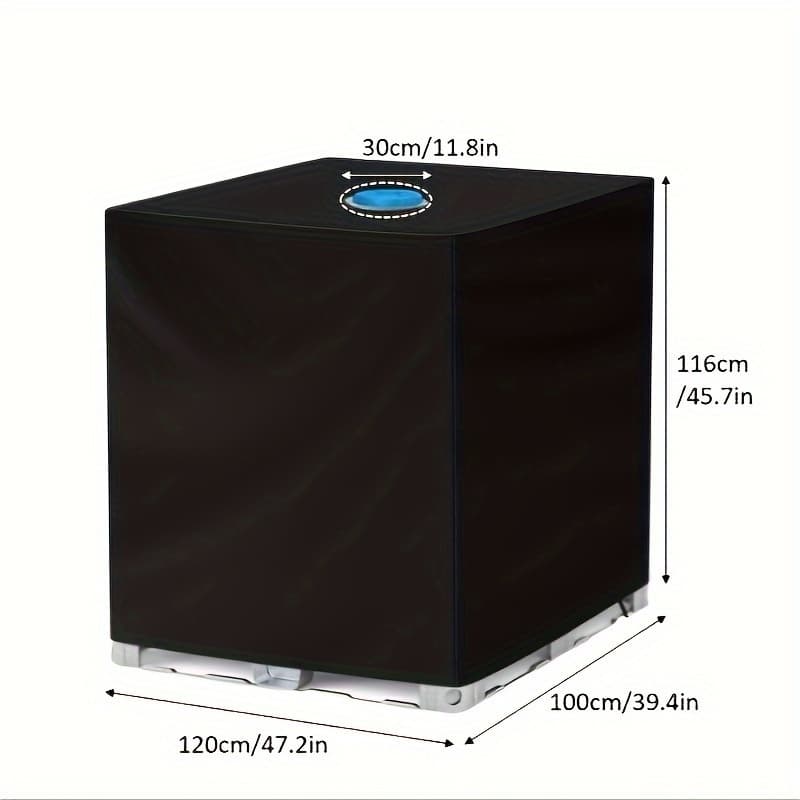 TEMU Single Ibc Tote Cover, 275 Gallon Protective Canopy With Opening For 1000l Garden Tanks, Sturdy Polyester Sunshade For Outdoor Applications, Black