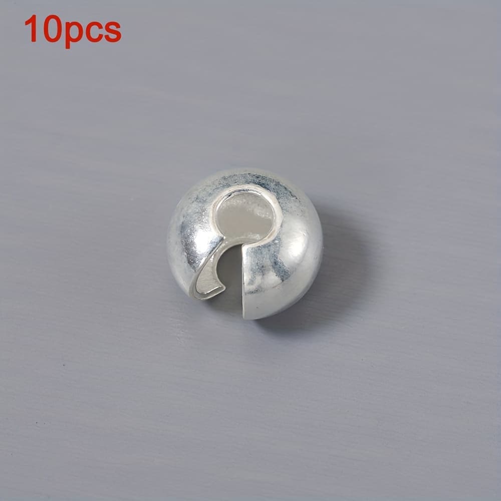 TEMU 10pcs 925 Pure Silvery Fasteners With Rolled Edge End Rope Round Clip For Necklace Bracelet Making