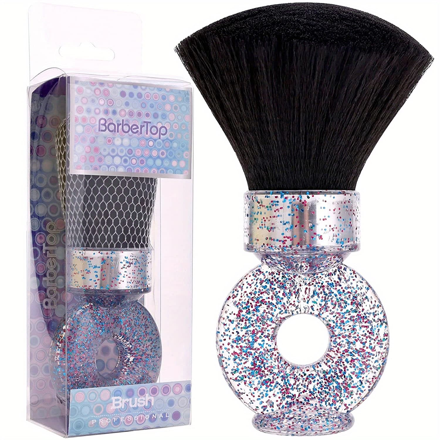 TEMU Barbertop Essential, Professional Salon Barber Neck Duster Brush With Soft Bristles - Ergonomic Circular Handle, Ideal For Hair Removal From Neck, Face & Ears, Colorful , Barber Accessories