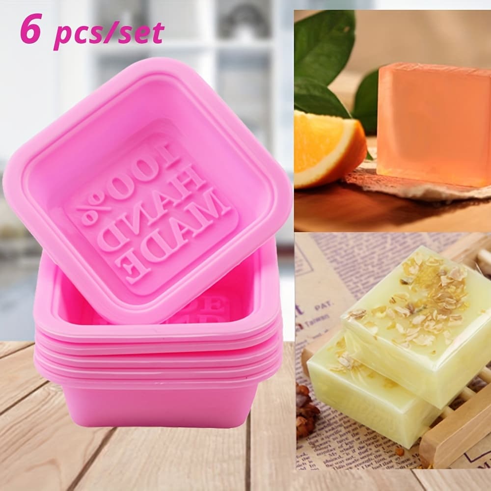 TEMU 6pcs Handmade Silicone Soap Mold Multifunction Candle Molds Cake Making Baking Mould 3d Mould Square Soap Molds