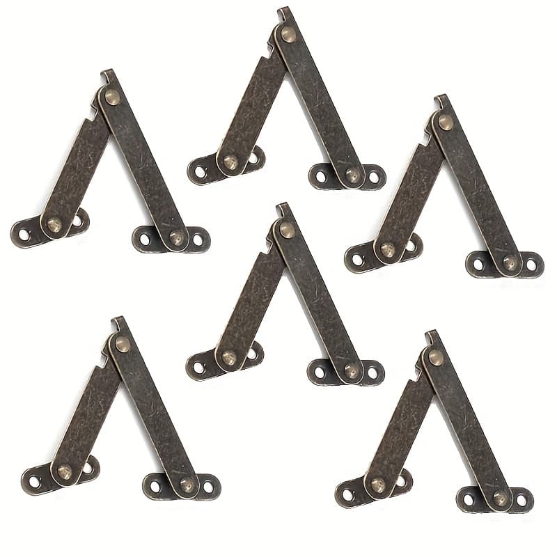 TEMU Folding Lid Support Hinge Bronze Lid Support Hinge 6pcs Lift Up Stay Stay Hinge Display Bracket For Furniture Cabinet Wooden Boxes Jewelry Cases