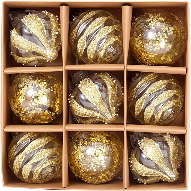 TEMU 8cm Exquisite Christmas Balls Wholesale Christmas Decorations Venue Layout Decorative Balls Holiday Gift Balls, Valentine's Day, Christmas Supplies, Holiday Party Supplies. ( Of 9pcs)