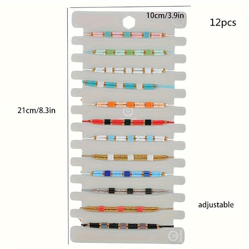 TEMU A Set Of 12 Multi-colored Rice Bead Bracelets, Hand-woven In Double , Perfect As Gifts For Couples