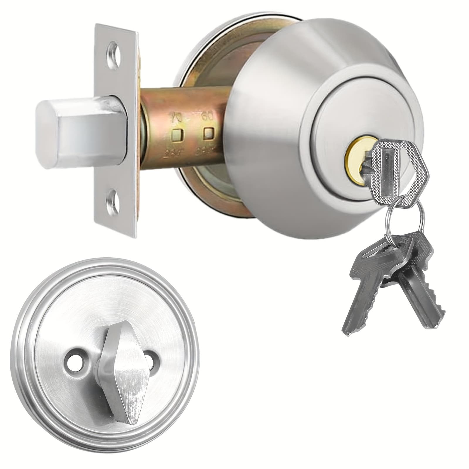 TEMU Door Lock Key, Deadbolt Front Entry Door Locks, Stainless Steel Door With Key