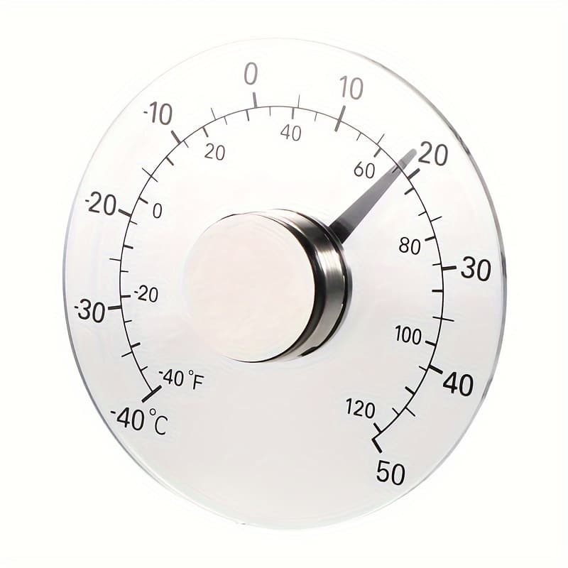 TEMU 1pc Indoor Outdoor Window Thermometer, No Battery Required, Transparent Dial, Weather Thermometer, Accurate Readings For Home, Office, Patio