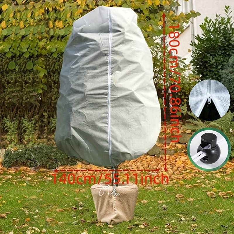 TEMU 1pc Plant Cover Frost Protection, Plant Frost Cover With Drawstring And Zipper Bag For Plants Trees Shrubs, Frost Jacket Warm Blanket For Frost Season Extension