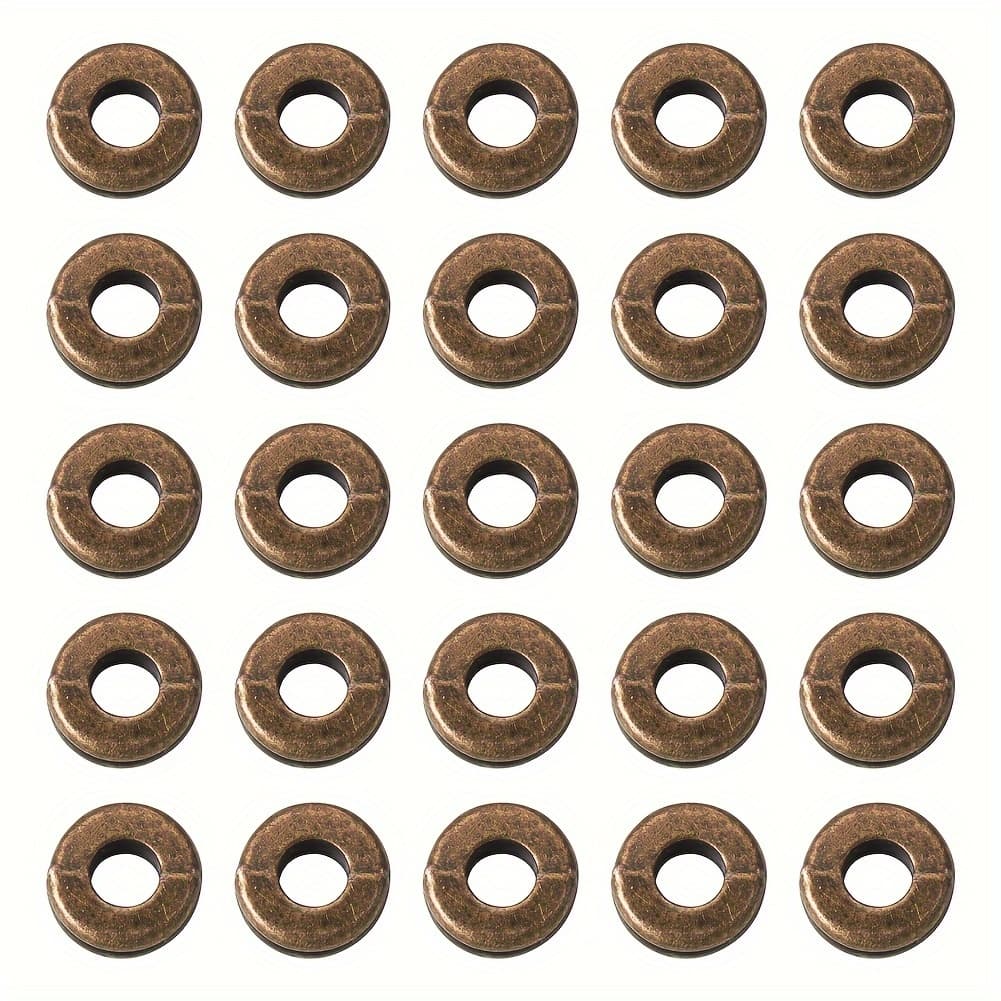 TEMU 200pcs Tibetan Style Alloy Antique Antique Bronze Round Ring Shape Perforated Spacer Beads For Making Men's Or Women's Vintage Style Jewelry Beads Accessories