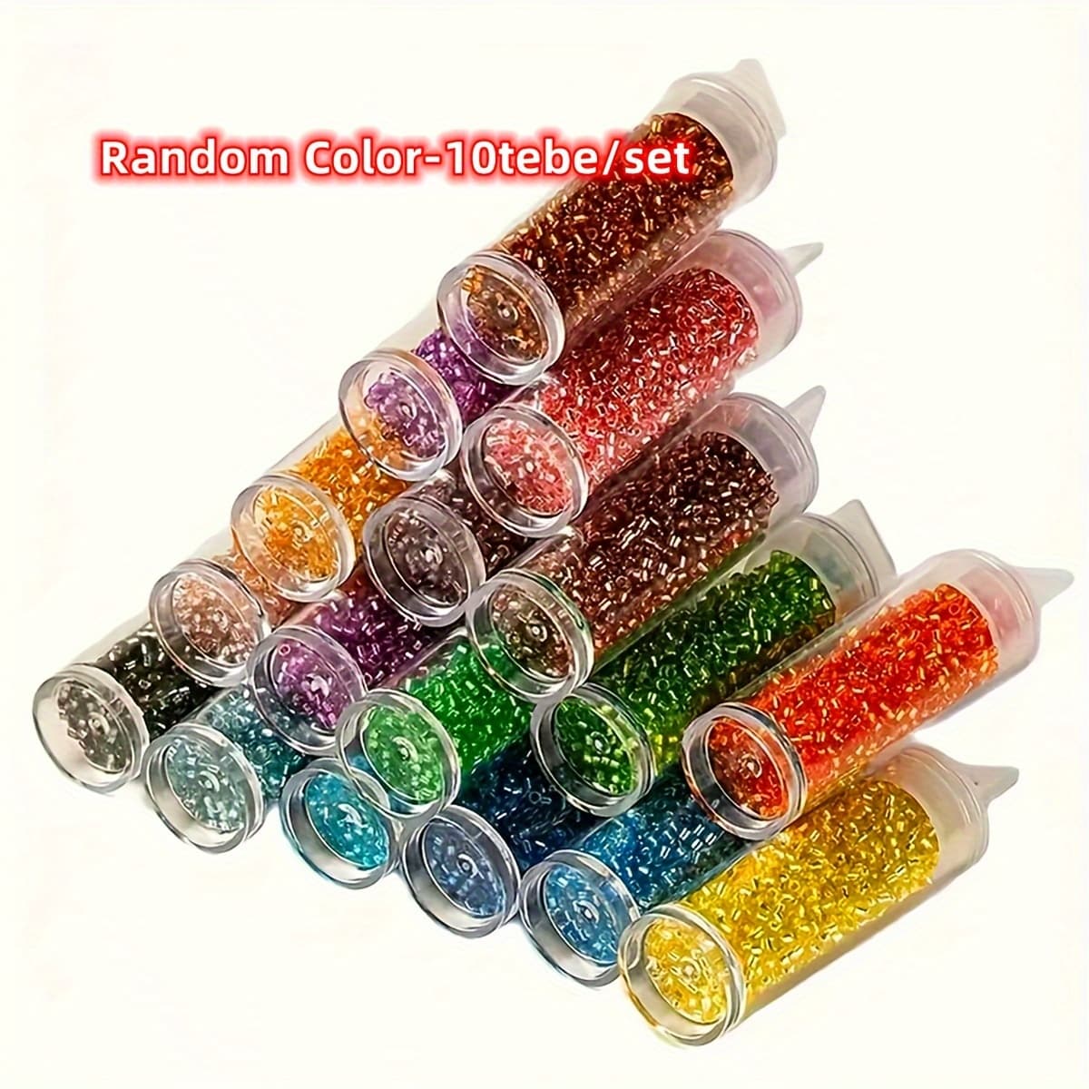 TEMU 10tebe/set 2mm Boho Style Glass Seed Beads Random Color Multiple Colors -lined Uniform Garment Embroidery Handmade Additions