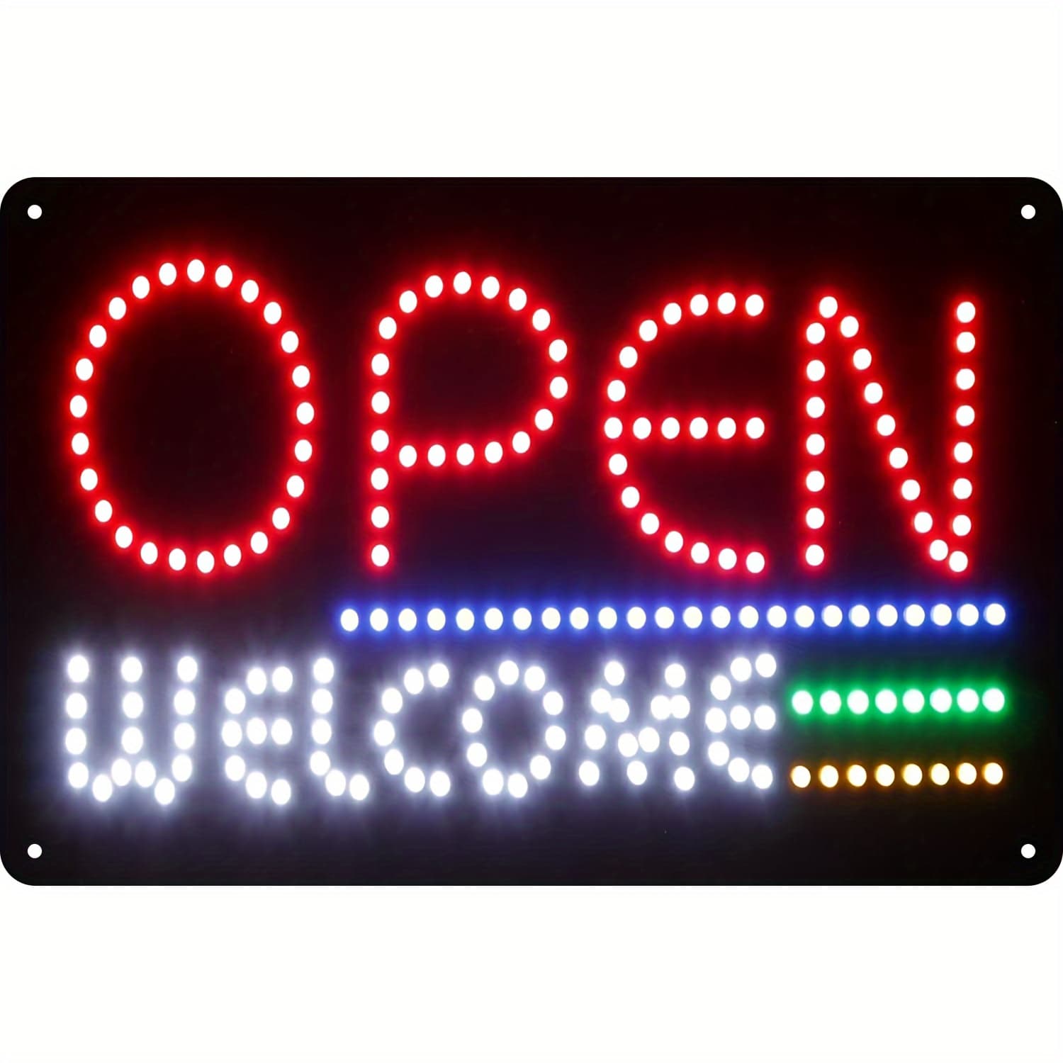 TEMU 2d Flat, 1pc Welcome Sign With Neon Lights - 8x12 Inch Iron Metal Wall Hanging Plaque, Classic Open Welcome Signage Suitable For Home,, Office, Shop & Restaurant Decor - & Maintenance, 2d Flat