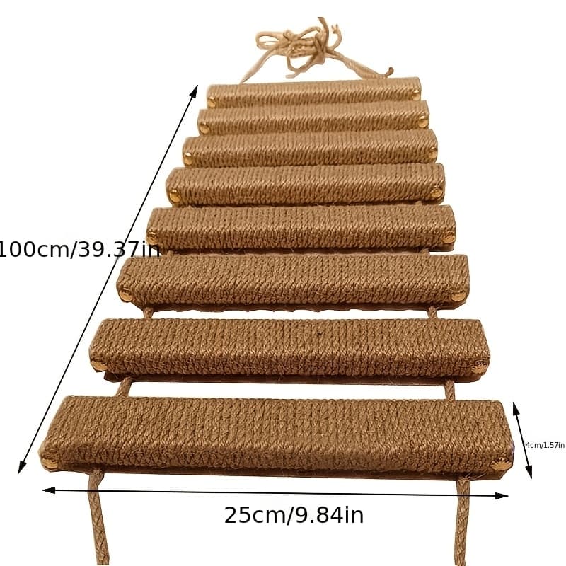 TEMU Multi-level Cat Ladder Bridge With Sisal Scratching Post & Soft Plush Steps - Sturdy Wood Frame Suitable For Indoor Climbing, Space-saving Ladder For Kittens, Kitten Toy Furniture For Cats, Pine