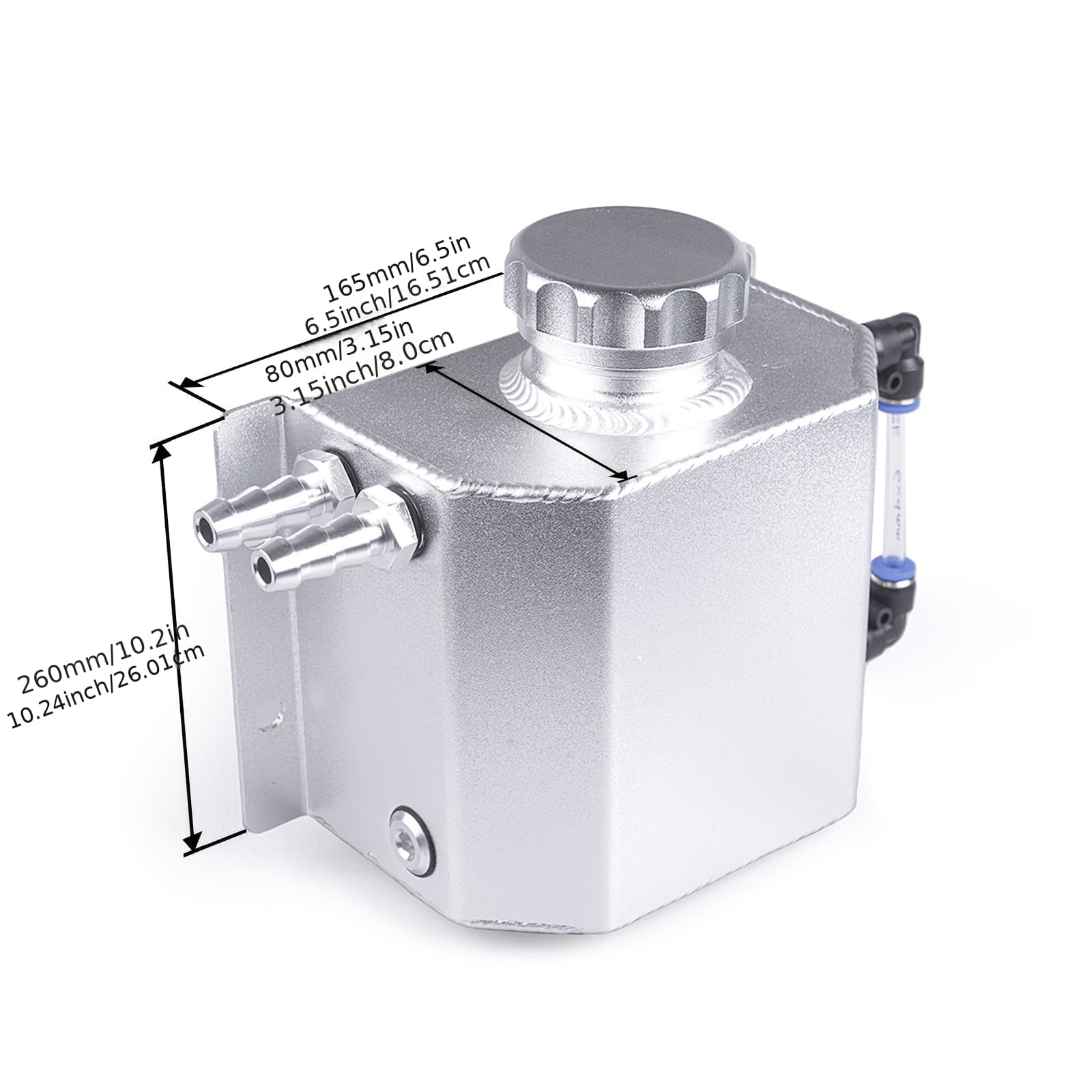 TEMU Car Additions Coolant Overflow Tank, Aluminum Radiator Overflow Tank With Tape And O-ring Gasket, 1l Universal Reservoir Expansion Tank (silver) Upgraded And Thickened