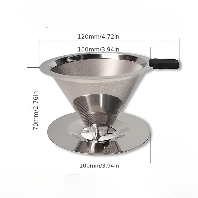 TEMU Reusable Coffee Filter Holder Double Layer Stainless Steel Coffee Tea Strainer Coffee Accessories Coffee Making Tool