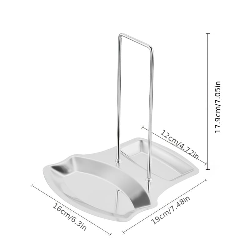 TEMU Stainless Steel Pot Lid Rack With Drain Tray - Punch-free Soup Spoon Rack With Detachable Rack - Kitchen Supplies, Convenient For Storing Pot Lids And Draining