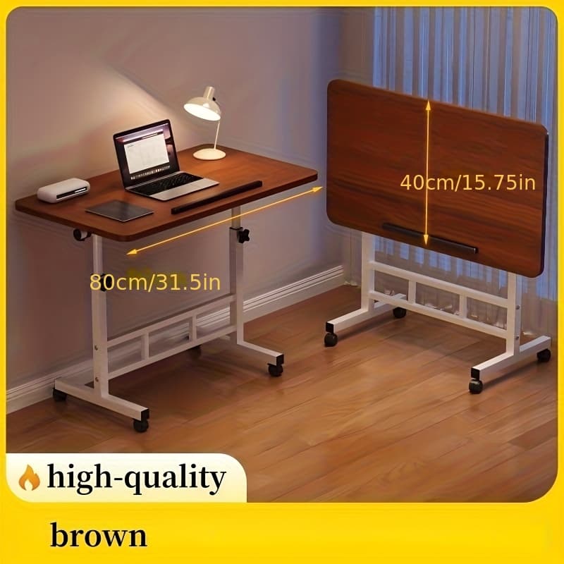TEMU Adjustable Tilt Office Desk, Compact Mobile Adjustable Height Computer Desk, 32 X 16 Inch Small Foldable Standing Desk, White Portable Sitting Upright Laptop Rolling Desk