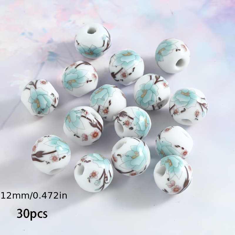 TEMU 10/30pcs Blue And White Porcelain Ceramic Beads, Beads, Printed Spacer Beads, Jingdezhen Handmade Loose Beads
