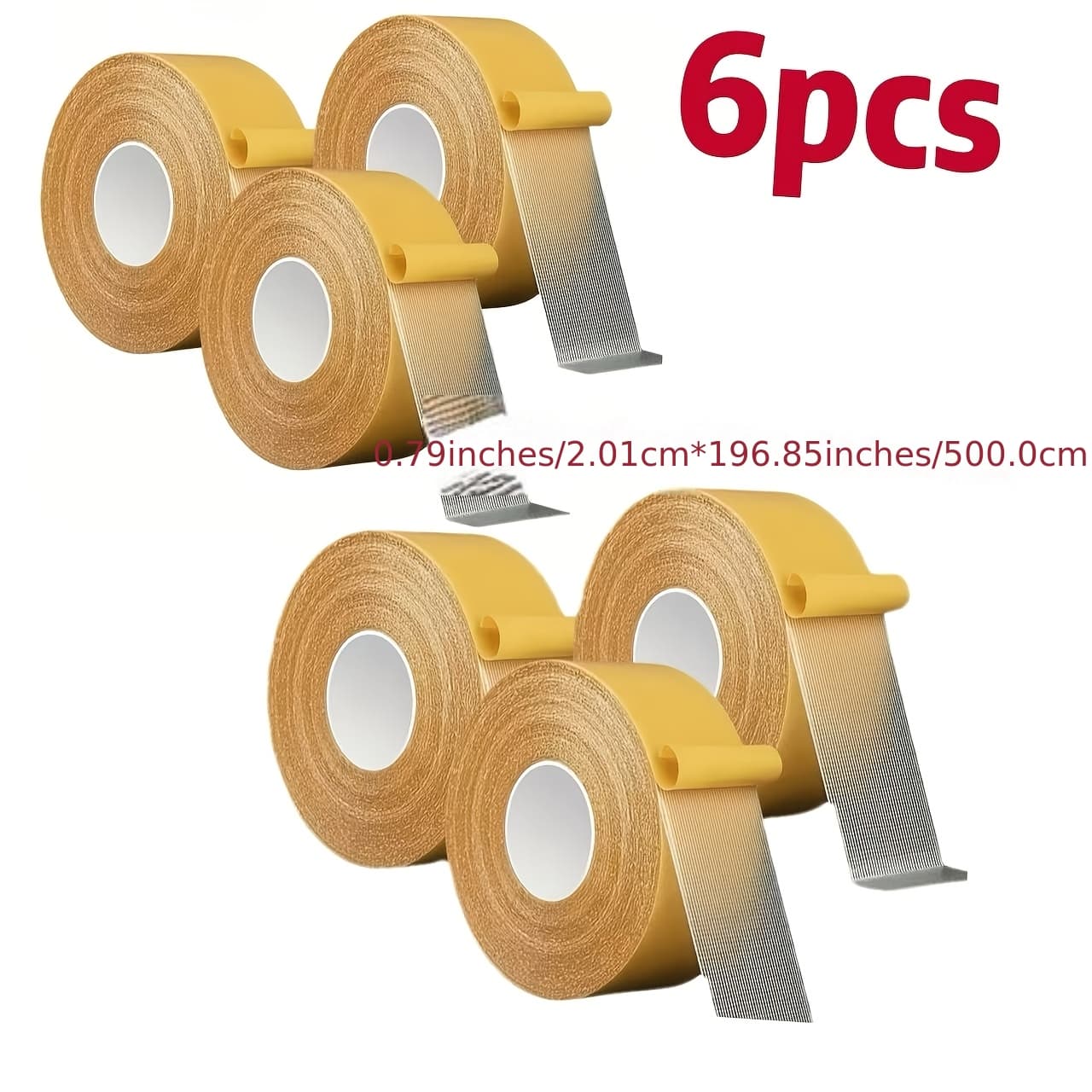 TEMU 6pcs Set Of Double-sided Fiber Tape 0.79 Inches * 196.85 Inches, Nano Tape, Strong Adhesive Tape, Washable, Reusable And Durable Tape, Suitable For Posters, Pictures, Carpet Decoratio