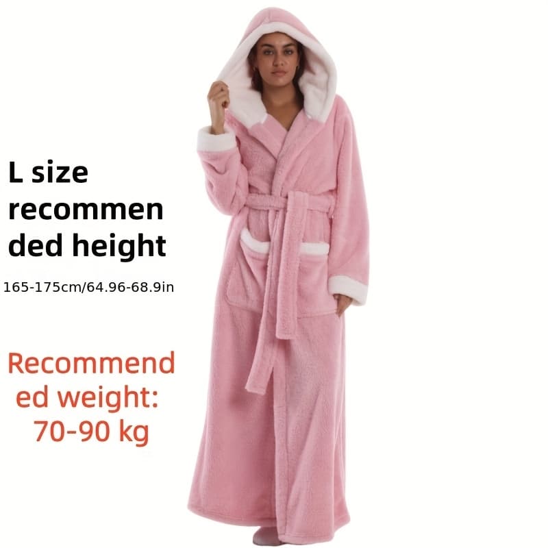 TEMU 1pc Cross-border Autumn And Winter New Lazy Blanket Tv Blanket Outdoor Cold-proof Hooded Homewear Solid Color Lengthened Sleeves Thickened Couple Hooded Robe Bathrobe Homewear