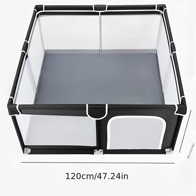 TEMU Large Sturdy Indoor Playpen For Children And Toddlers, With Soft Breathable Mesh Fabric, A Large Safe Activity Center Play Yard, A Must-have For Newborns, 47.2"×47.2", Black