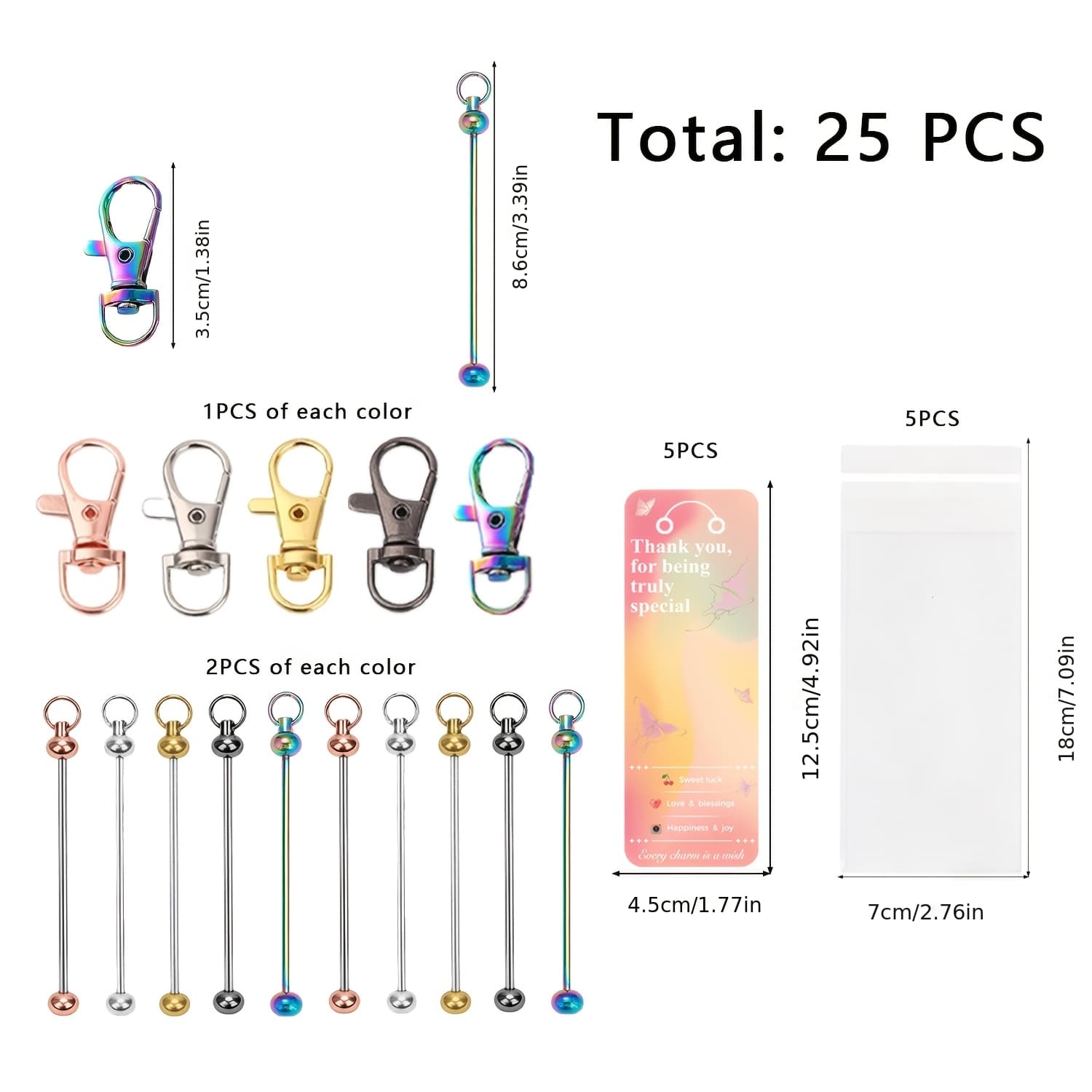 TEMU 25/50pcs Multicolor 3.5cm Lobster Button Sets With Bead Sticks. Suitable For Mother' Day Gifts, Keychains, And Additions