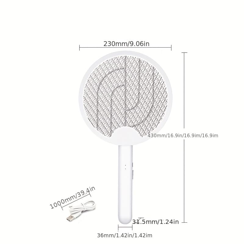 TEMU Usb Rechargeable Electric Fly Swatter With Dual For Instant Bug , Featuring A Powerful 3000v Racket Foldable, Perfect For Killing Mosquitoes And During Indoor And Outdoor Camping