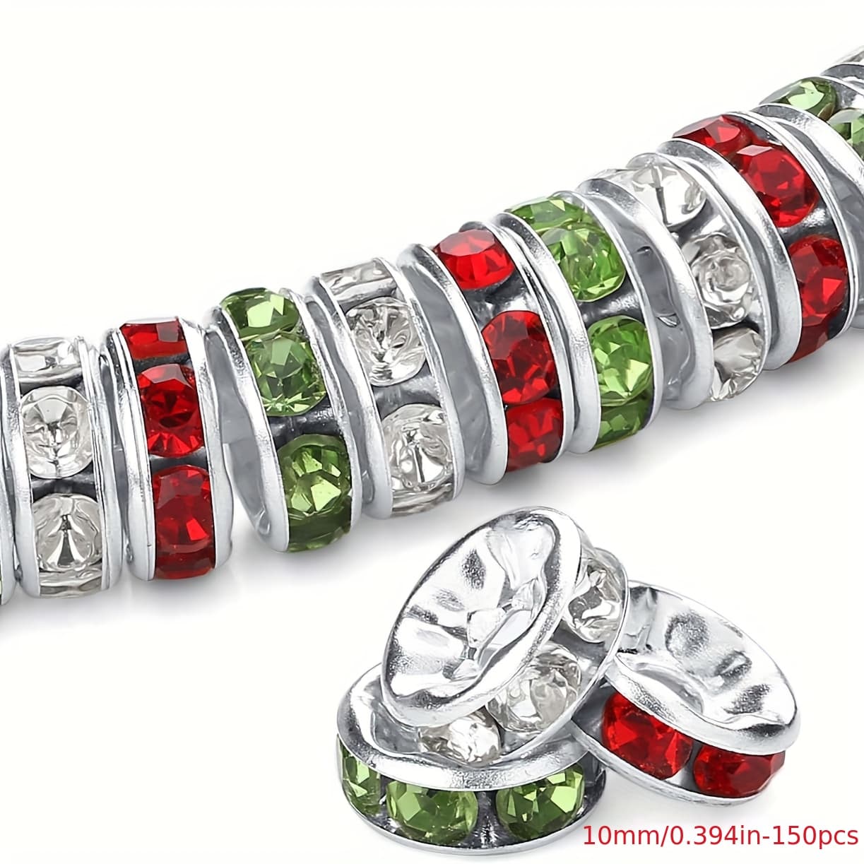 TEMU 150pcs Of 10mm Christmas Beads , Red, And White For Making Jewelry Like Bracelets And Necklaces