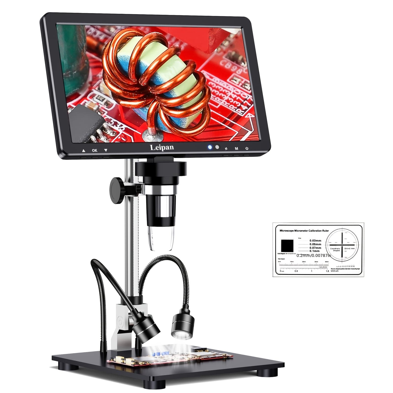 TEMU 10.1 Inch Ips Hdtv Digital Microscope , Soldering Microscope For Adults, Coin Microscope Magnifier For Error With Screen, Compatible, 32gb Tf Card