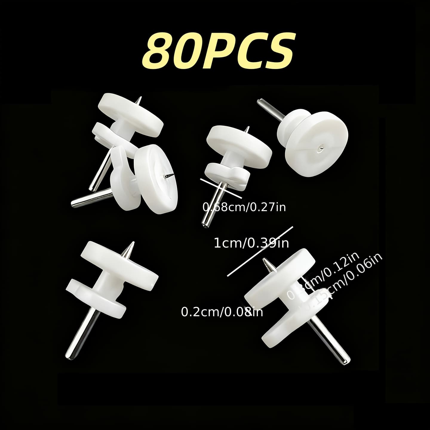 TEMU 80 Picture Frames Wall Hanging Nail-free Photo Wall Nails Round Hole Nails Hanging Clocks Small Tail Nails Mini Traceless Wall Nails, Smooth Nail Body Metal And Plastic Frame Hooks, Utility Hooks
