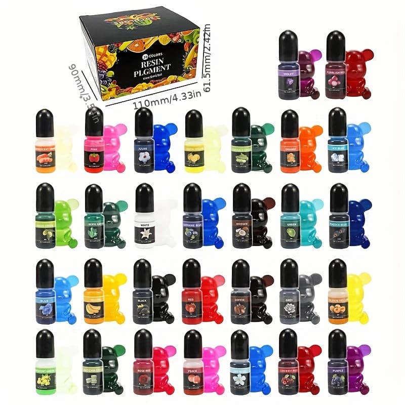 TEMU 30 Colors Uv Resin Dye Set - 5ml X 30 Bottles Epoxy Pigment For Resin Jewelry, Keychains, Coasters - Fast Curing, Vibrant Colors For Diy Craft Art Making