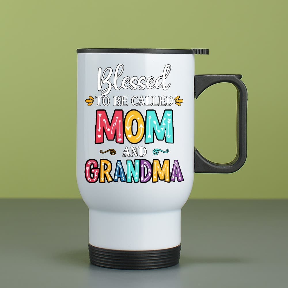 TEMU Blessed To Be Called Mom And Grandma 14oz Stainless Steel Travel Mug With Lid Water Cup Coffee Mug Camping Cup Tumbler Best Gift For For Mom