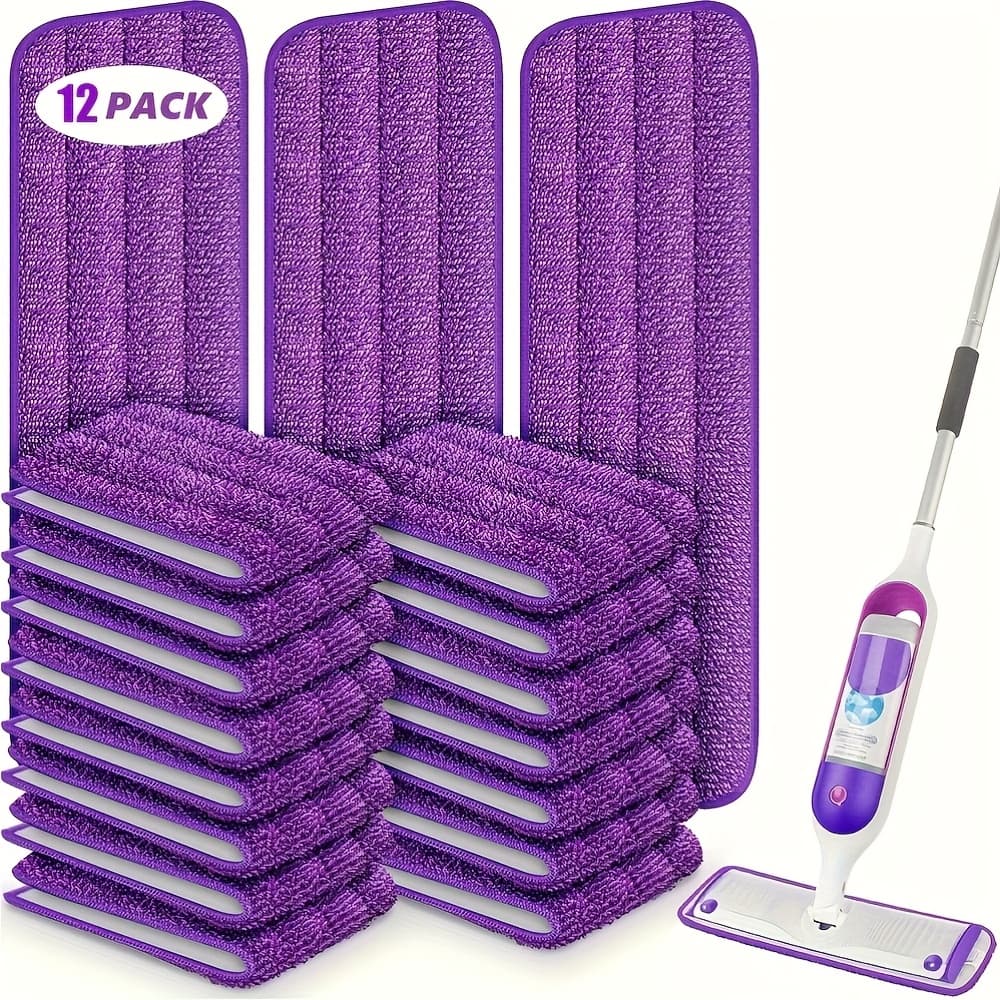 TEMU Reusable Microfiber Mop Pads For Mop 12 Pack, Power Mop Pads Refills For 13 ''-15 '' Spray Mop, Machine Washable Power Mop Pads Replacement For Multi-surface Floor Cleaning