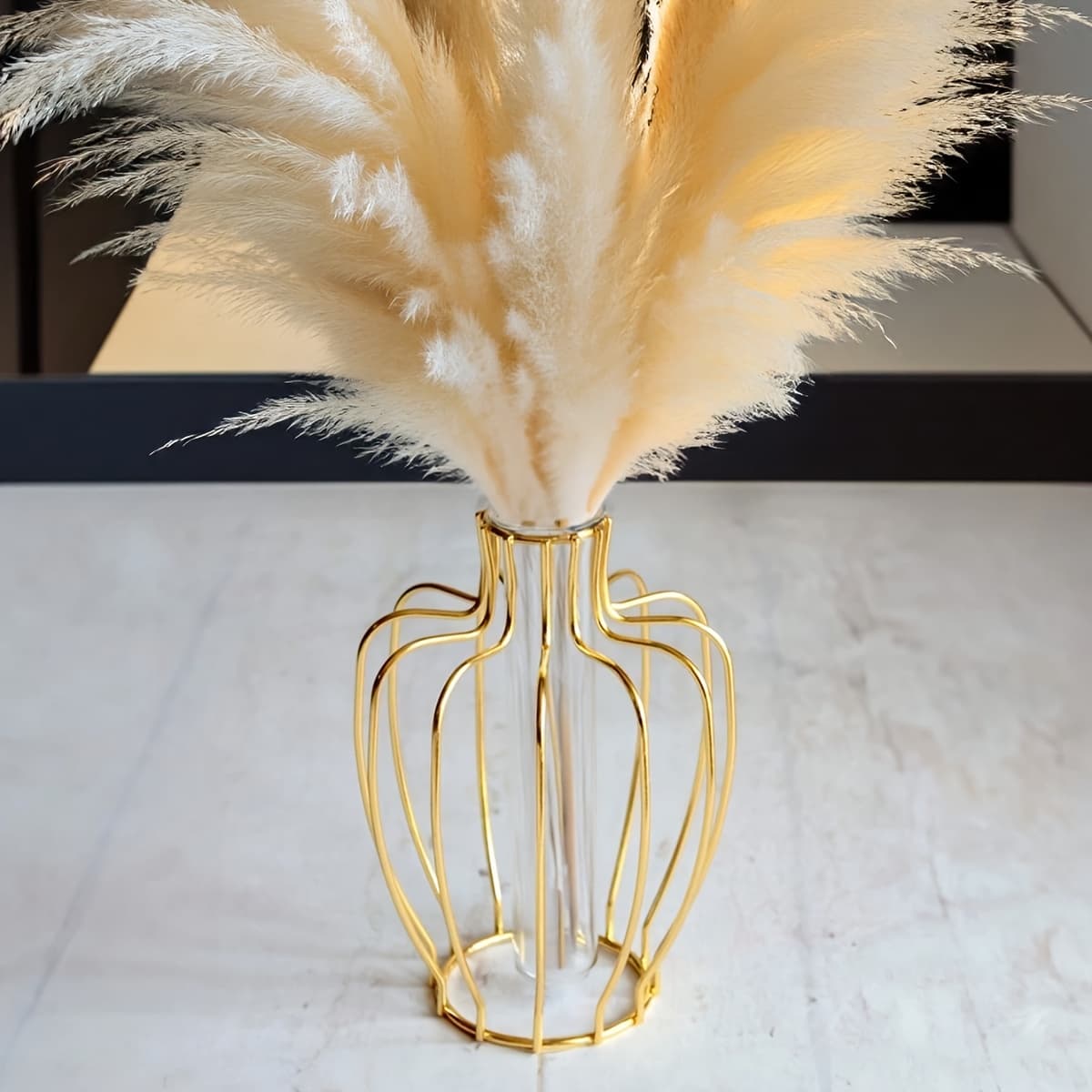 TEMU 1pc Elegant Metal Vase With Transparent Tube-not Breakable, For Weddings, Parties And Home Decor