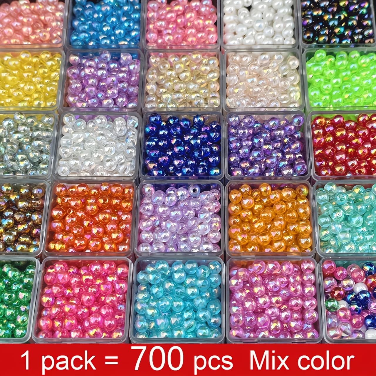 TEMU 700pcs 25-color Beads -6mm, Suitable For Jewelry Making, Crafts, Bracelets And Necklaces Bead Products, Mobile Phone Chain Additions, Ab Mobile Phone Beads For Handicrafts