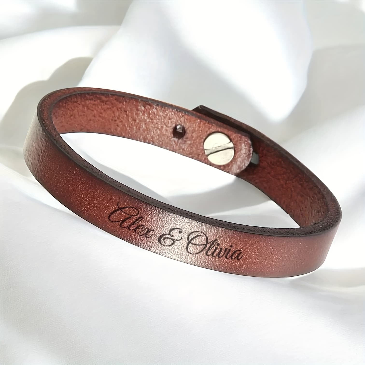 TEMU Personalized Boyfriend Gift Anniversary Gift For Husband Bracelet For Men Gifts For Him Custom Unique Gift Leather Bracelet Custom, 1pc