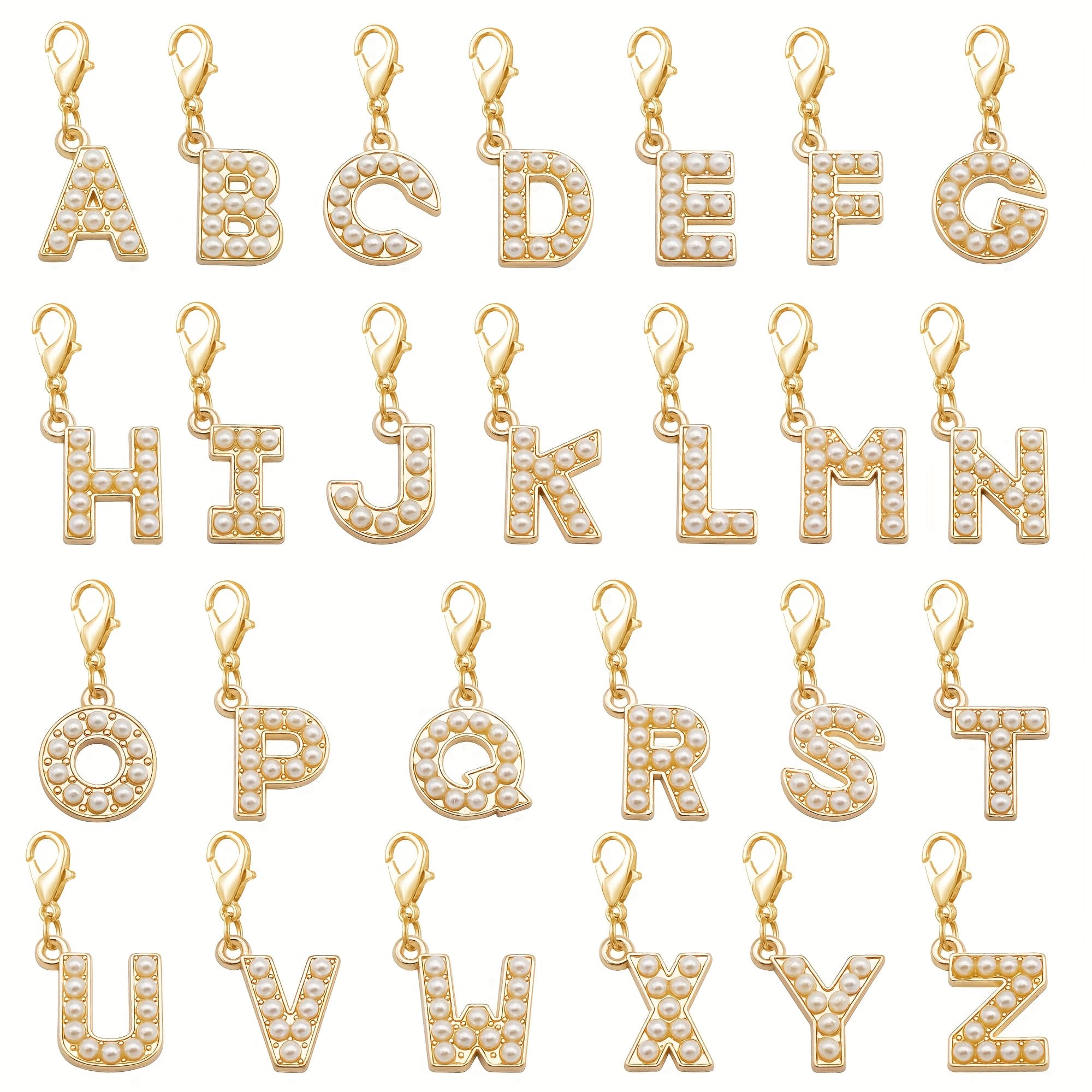 TEMU 26pcs Letter Charms With Lobster Clasp Pendant Alloy Initials A To Z Alphabet Charm First Initial Name Charms Decoration Clip On Charm Jewelry Making Charm Diy Crafting Gift