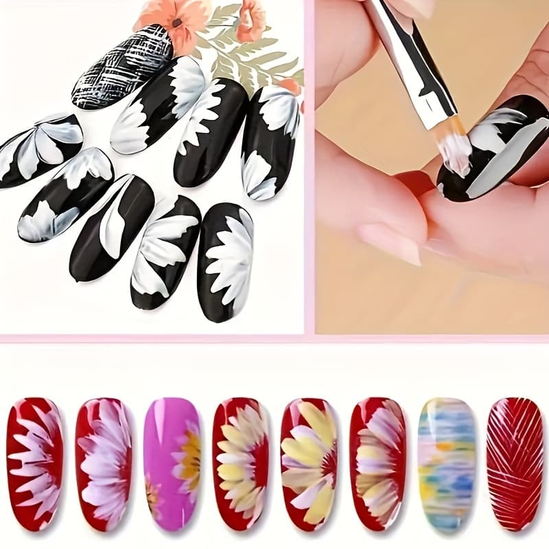 TEMU 8pcs Nail Art Brush Set - Professional Acrylic & Gel Design Tools, 3d Builder Pen For Salon-quality At Home