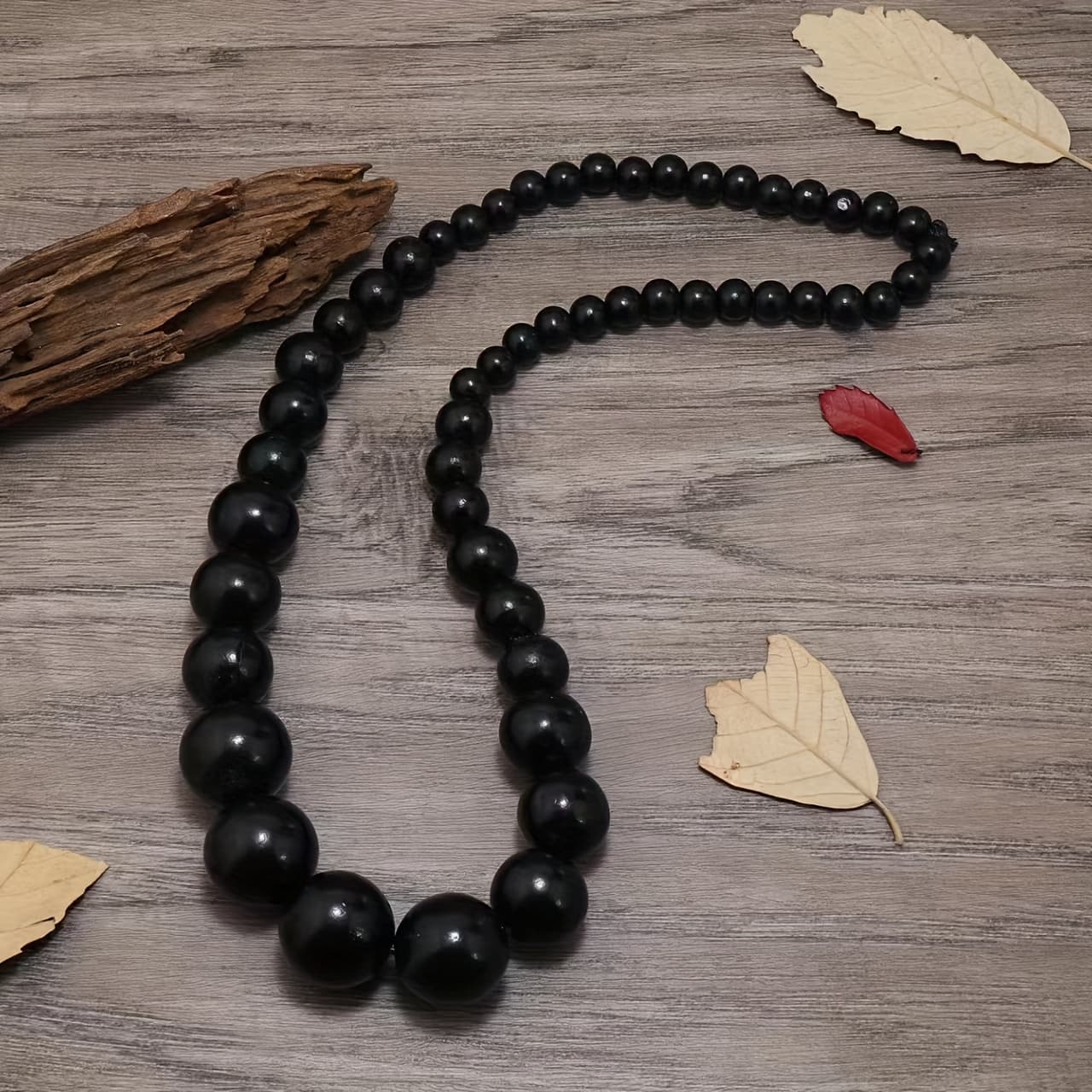 TEMU Bohemian Vintage Wooden Bead Necklace Natural Wood Statement Beads Long Sweater Chain Boho Style No Plating Ideal For Daily And Vacation Wear Versatile For All