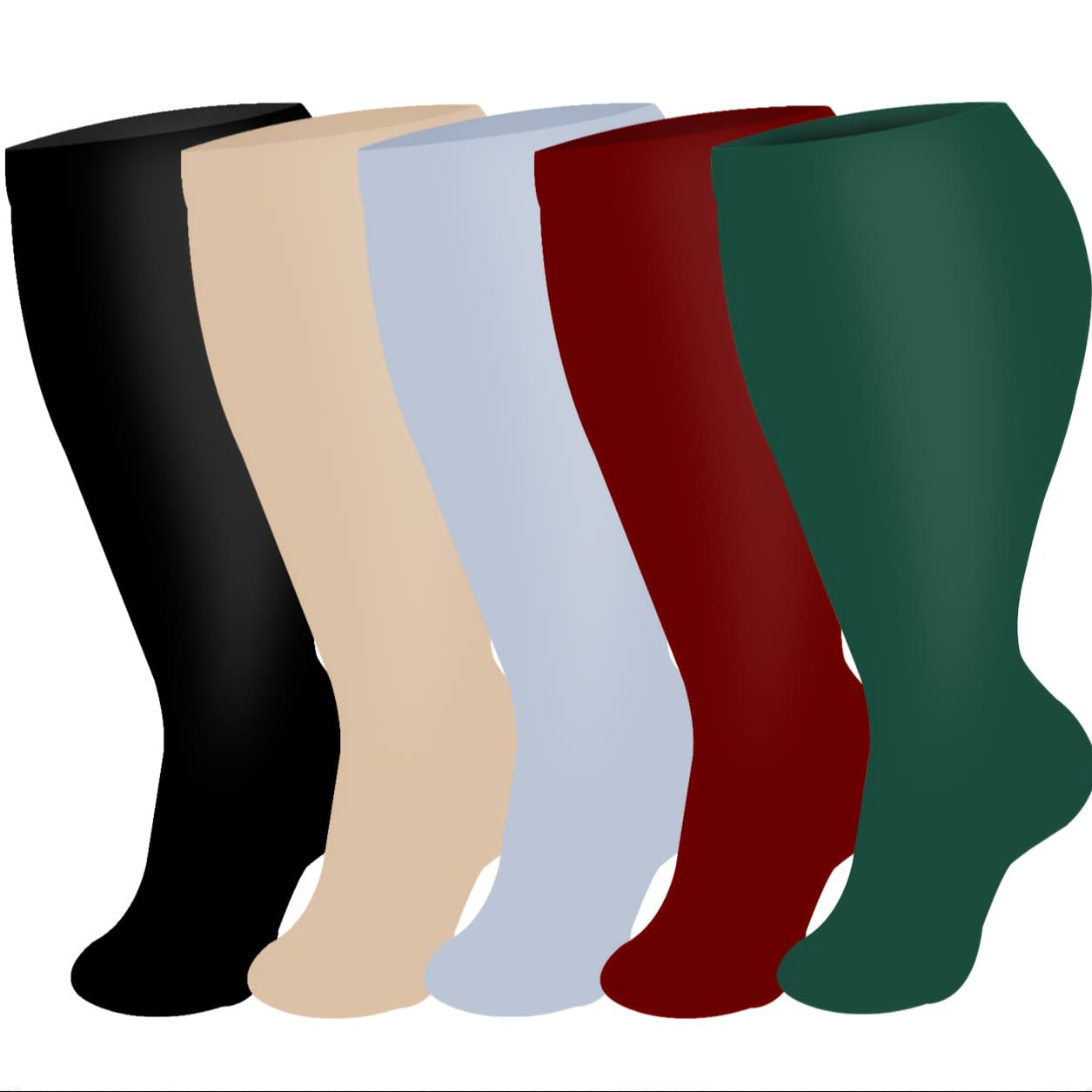TEMU 5 Pairs Plus Size Solid Color Compression Socks For Men And Women High Stretch Outdoor Sport Leg Support Stockings, Running, Athletic, Nursing 2xl-4xl