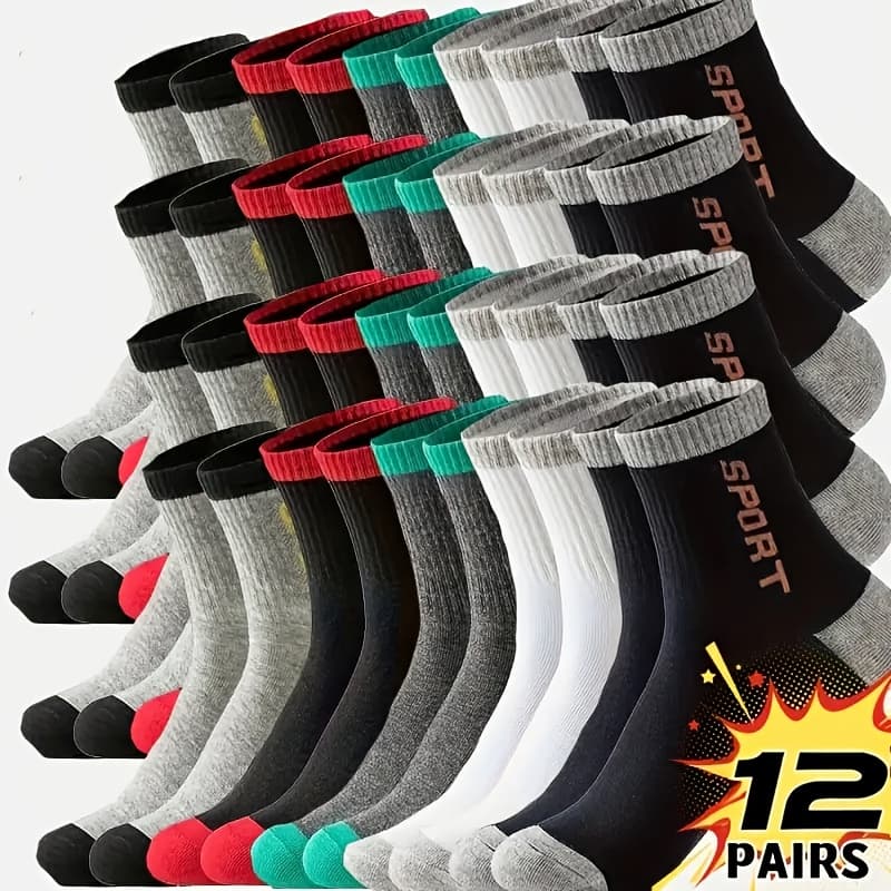 TEMU 12 Pairs/6 Pairs Men's All- Socks, Breathable Comfortable Soft Casual Minimalist Running Socks
