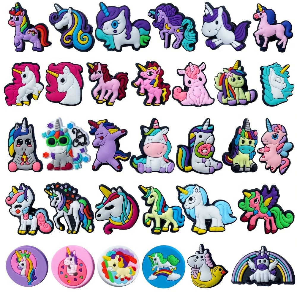 TEMU 32pcs Cute Unicorn Shoe Decoration Charms For Sneakers, Pvc Shoe Decorations, Gift Idea For Birthday Christmas Party Favors