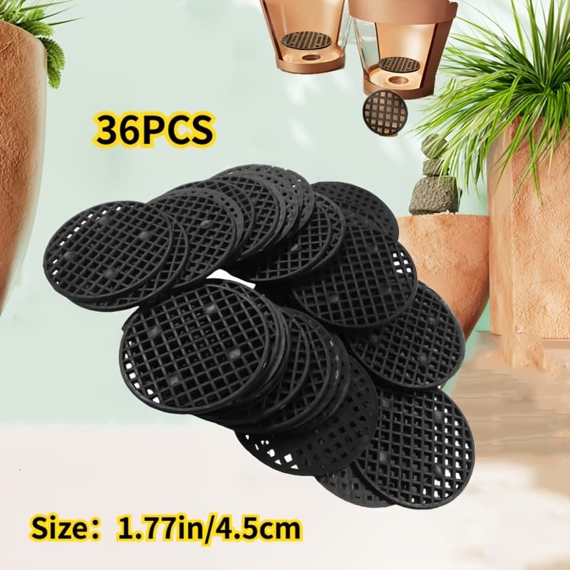 TEMU 36pcs Of Round Flower Pot Mesh Pads: Leak-proof Mats, Soft Pot Bottom Grid Pads, Garden Drainage Mesh Screens, Breathable Mats, Gardening Supplies For Flowers And Plants