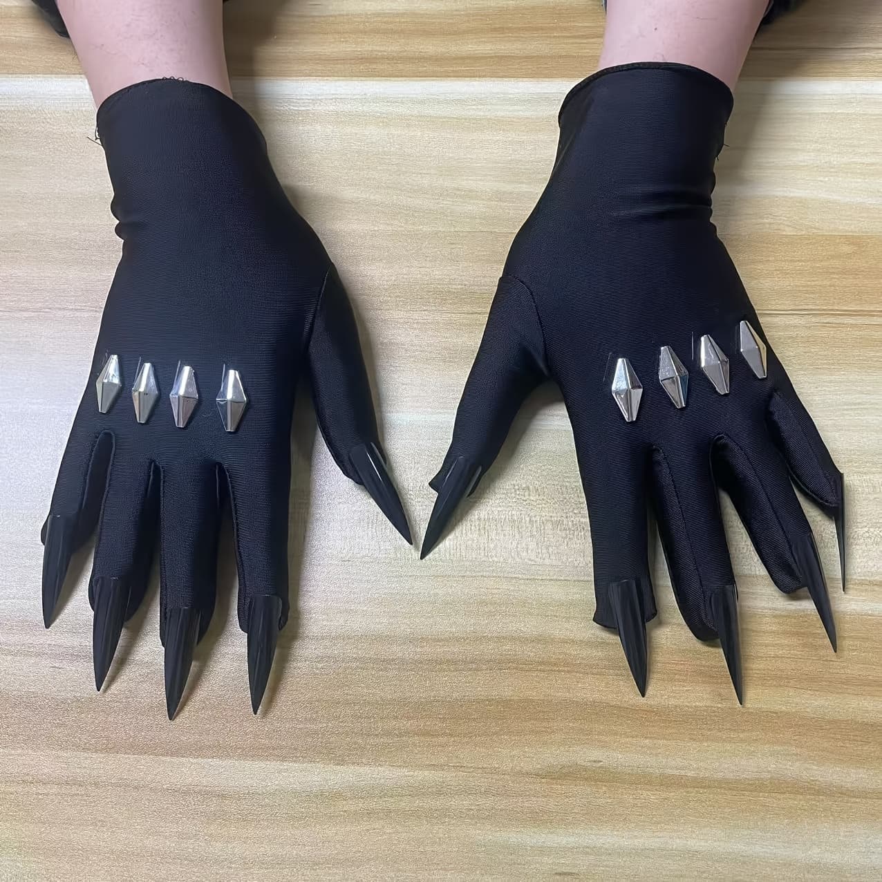 TEMU Halloween Anime Cosplay Black Short High Nail Gloves