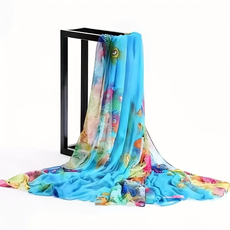TEMU 1pc Bohemian Style Women's Beach Shawl, , 100% Polyester Fiber, Breathable, Lightweight Travel Wrap, Decorative Bohemian Summer Accessory, 16g/m², Feather-free