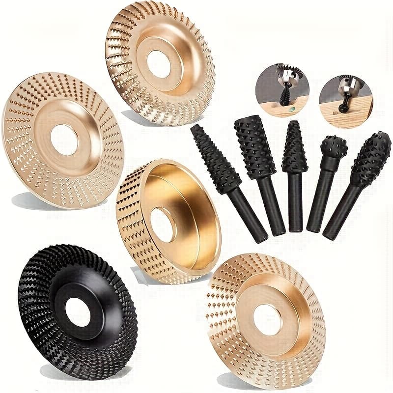 TEMU 10pcs Steel Abrasive Disc Set - Heavy-duty Wood Sanding & Polishing Tool, Non-coated Sand Grit For Smooth Wood Finishing & Repair