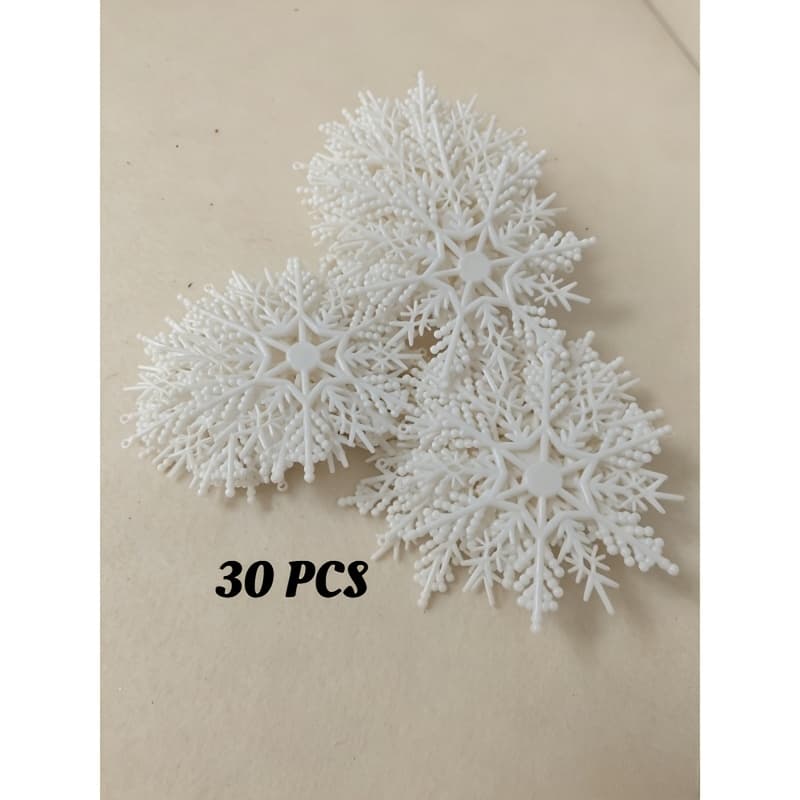 TEMU 30pcs Of White Christmas Snowflake Flake Set, Plastic White Snowflake Flake Christmas Tree Pendant, Christmas Snowflake Flake Decorative Pendant, Christmas Atmosphere Decoration Item
